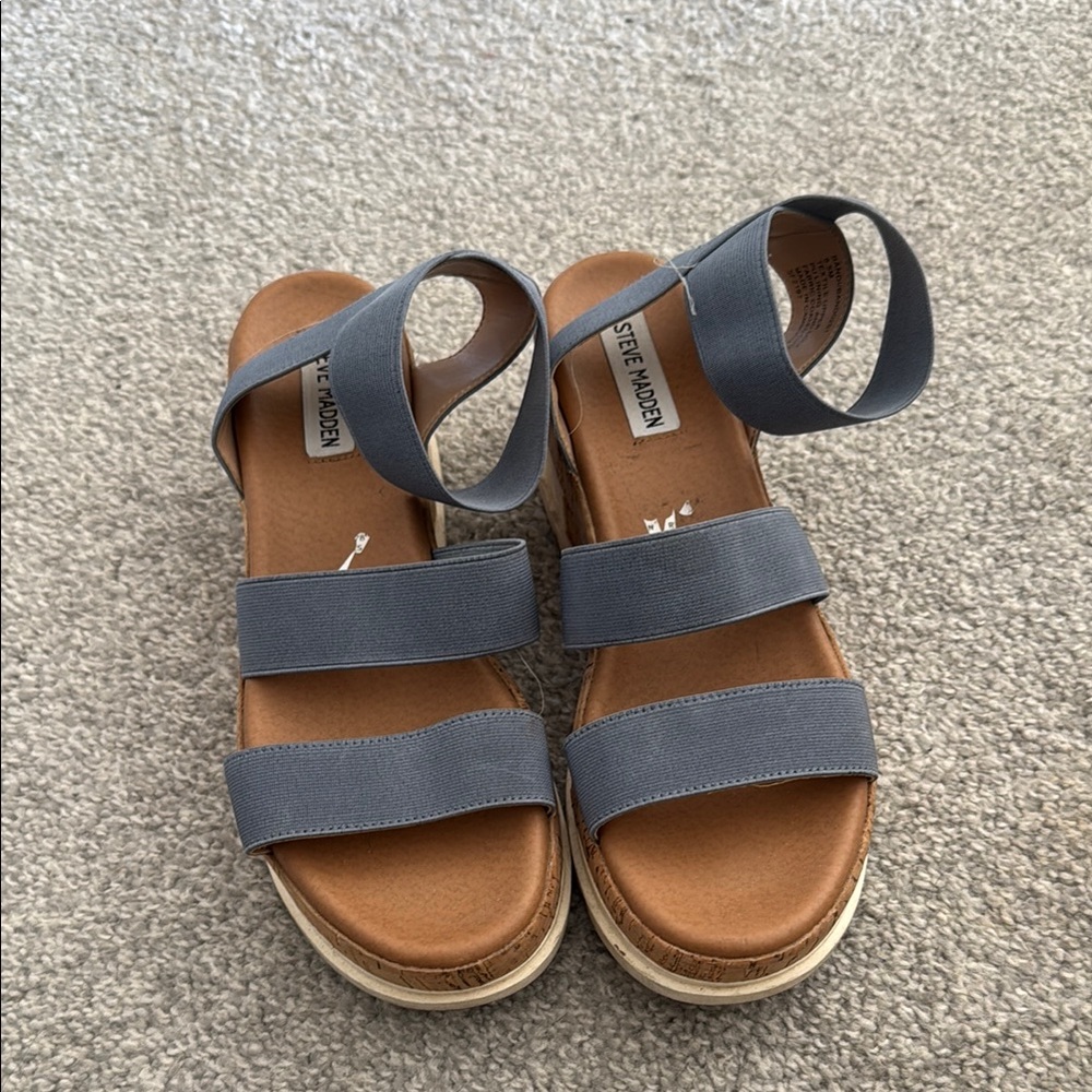 Steve Madden Blue and Tan Sandals